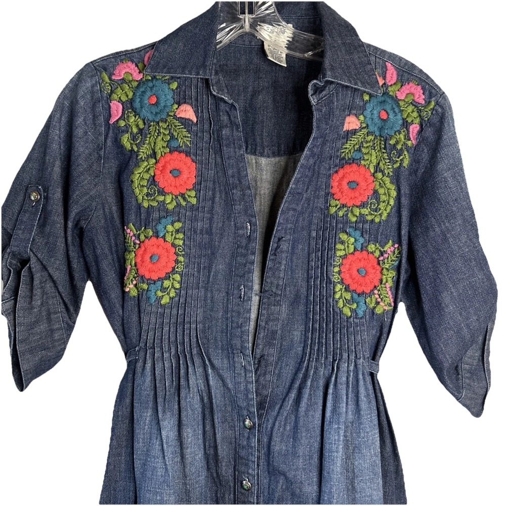 Tasha Polizzi Denim‎ Embroidered Turquoise Southwestern Dress Small